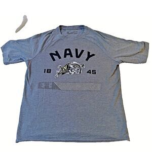 Under Armour Navy Midshipmen T Shirt Gray Small Loose Heatgear Charged USNA NCAA